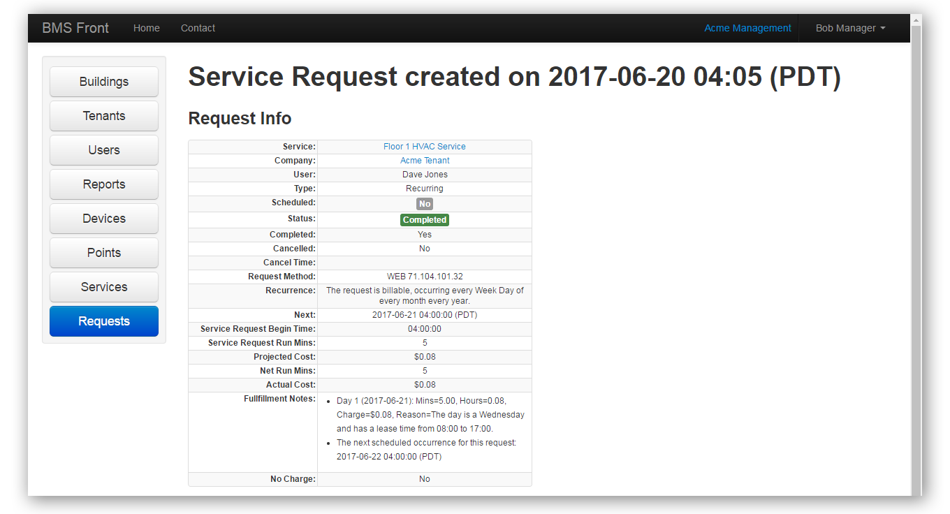 Facilities service request